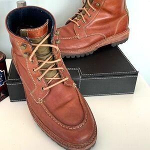 Cole Haan Men's Tan Leather Canvas Green Boots Men’s SZ 9